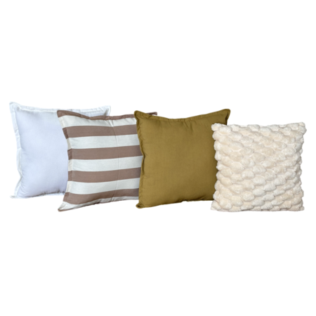 Pack X 4 Almohadones Tusor 50x50 y Peludo 45x45 Nordico cama