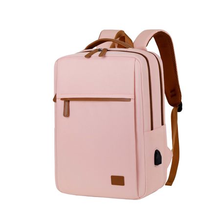 Mochila Ejecutiva Estetica Mujer Porta Notebook Tira Valija Puerto USB EB104 Rosa