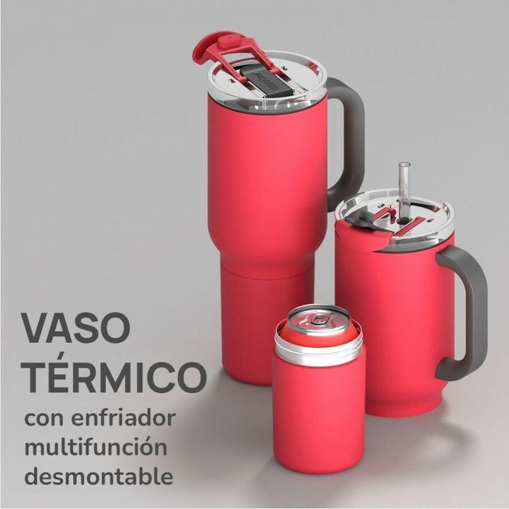 Vaso Termico Asobu Duplex Acero Inoxidable 660 ml + 360 ml Red - Vista 4