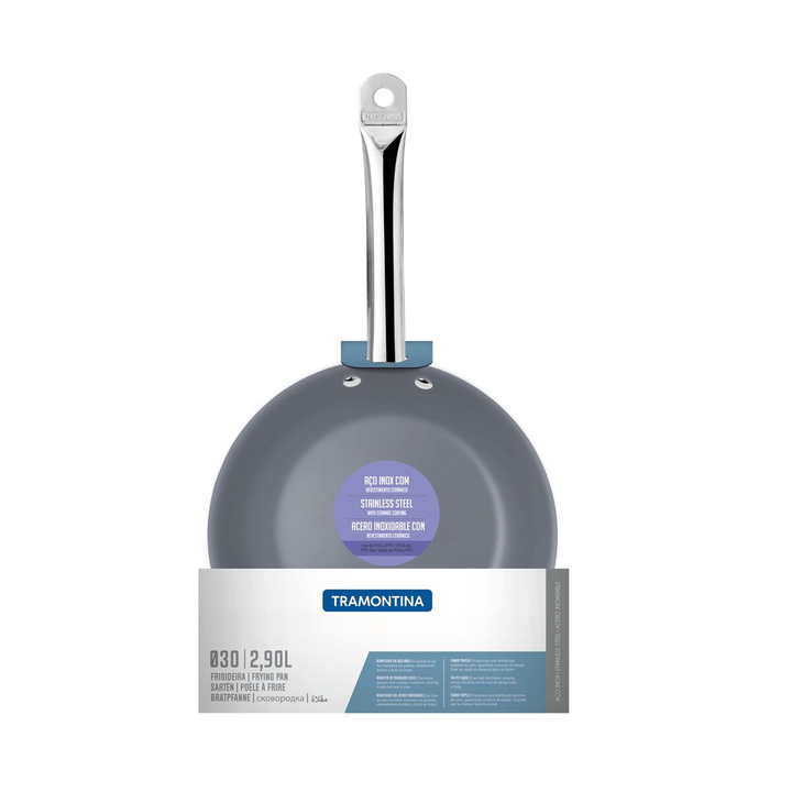 Sarten Profesional Tramontina Ceramica 30cm Acero Inox Gris - Vista 1