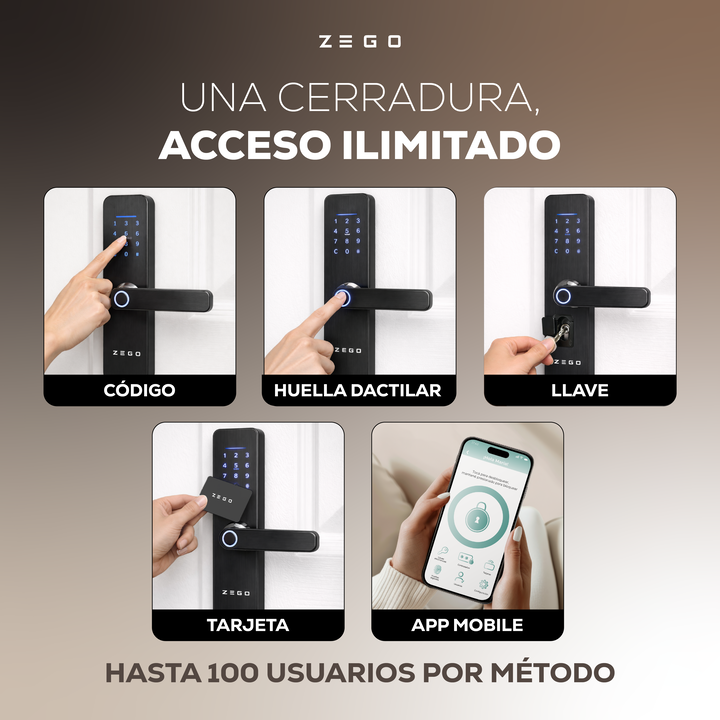 Cerradura Smart Digital Wifi Zego Huella Tarjeta App - Vista 2