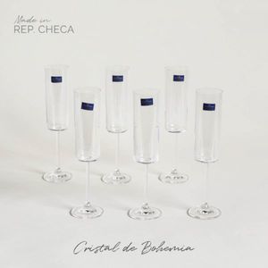 SET X 12  COPAS DE CHAMPAGNE DE CRISTAL DE BOHEMIA ANITA 160 ML