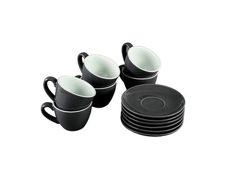 Taza Te 160Ml C/ Plato 14Cm Negro Mate Set X 6