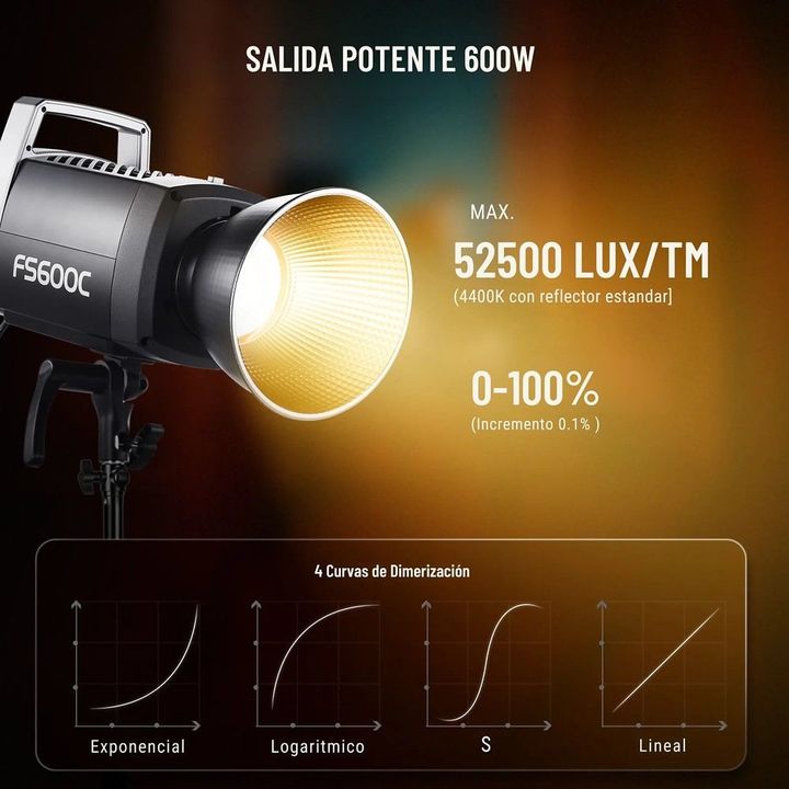 Luz de Video LED COB Neewer FS600C RGB 600W Bowens - Vista 3