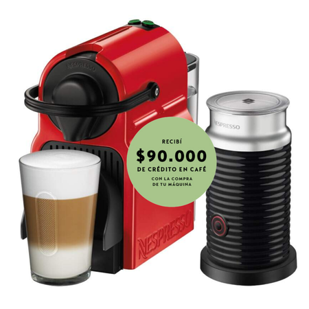 Cafetera Nespresso Inissia Roja + Aeroccino A3C40-AR-RENE4-EI
