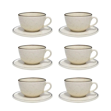 Set x 6 tazas de té con plato Unni Brisa ceramica Oxford