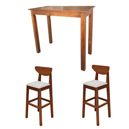 Combo Mesa Desayunador + 2 Banquetas Norway Ecocuero Inmacol Castaño