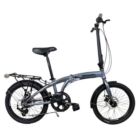 Bicicleta Plegable Raleigh Curve / Gris / Cuadro de aluminio / Frenos a disco mecanico / 6Vel. / Rodado 20".