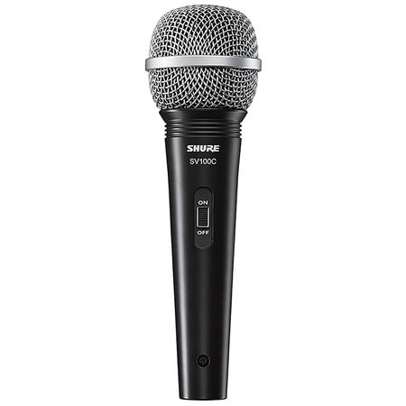 Shure SV100. Micrófono vocal dinámico cardioide con cable XLR a plug. Voz clara para karaoke y presentaciones