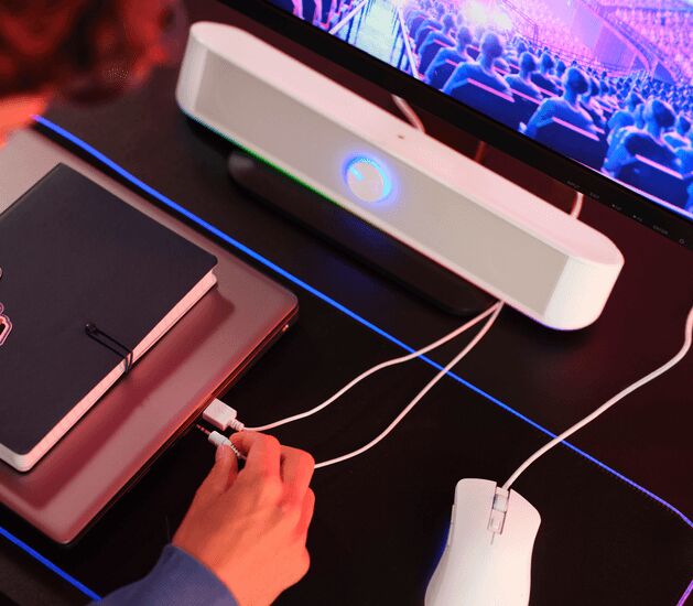 Parlante Barra de Sonido Trust Thorne Blanco USB LED 6W - Vista 2