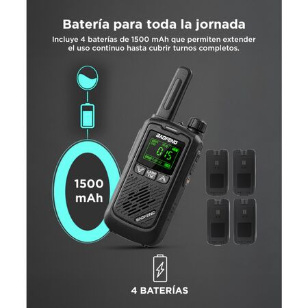 Handy Baofeng BF-T17 Kit x2 16CH UHF Display LCD + 4 Baterías y 2 Manos Libres