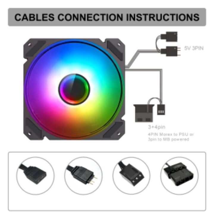 Fan Gamemax Para Gabinete Vista BK PWM FN12A-C8I ARGB - Vista 5