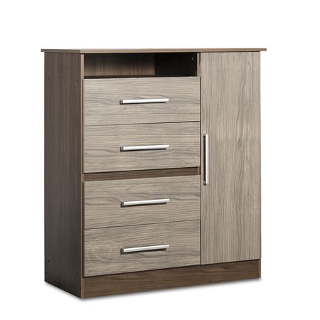 Comoda Chiffonier TV Pinot Nogal 1 Puerta 4 cajones Reforzada Maximo Venezia