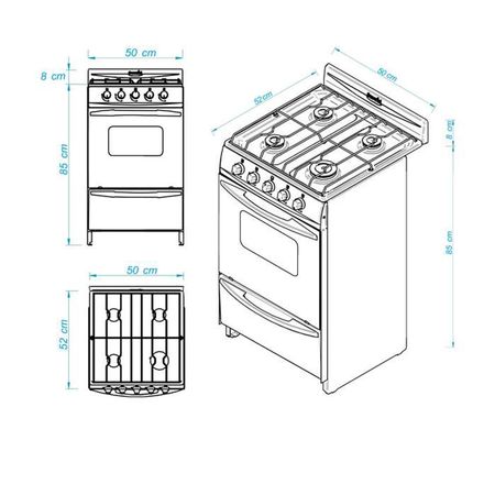 Cocina Escorial Candor S2 Gas Natural 50 Cm