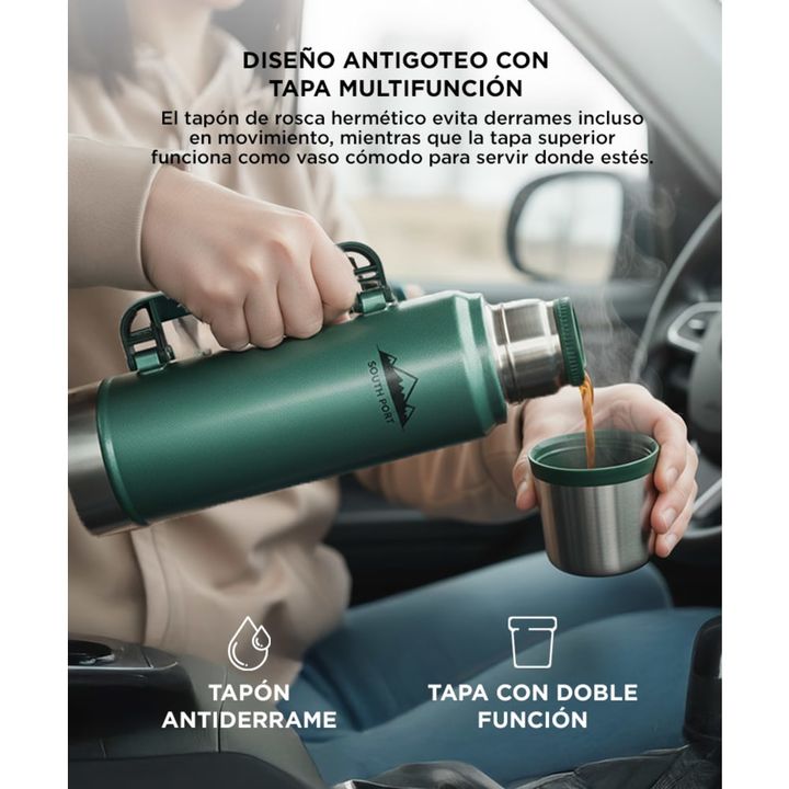 Termo Blanco South Port Acero Inoxidable 1.3L - Vista 4