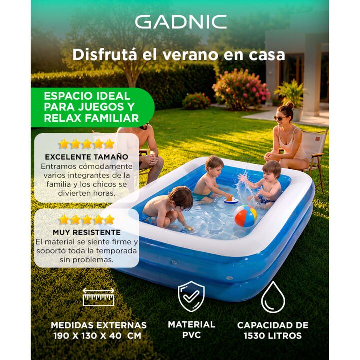 Pileta Inflable Rectangular Gadnic Familiar 1530 Lt PVC - Vista 2