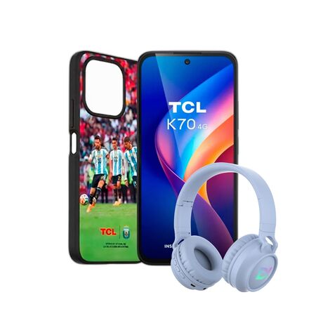 Combo TCL K70 12+128GB Midnight Black + Auriculares Dekkin Vincha Celestes