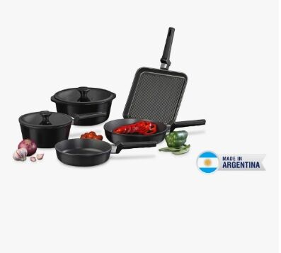 Bateria Cocina Antiadherente 5pzs Tio Tito Tapa Vidrio Joven