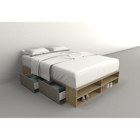 Box de Cama DS Home 1,60 m 4 Cajones 1 Puerta Olmo Gris 203x33x162 cm