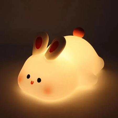 Velador Infantil Usb Recargable Conejito 8,5cm Kl314 Shine Blanco