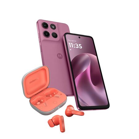 Combo Moto G17 4+256GB Bordeaux + Moto Buds Guitar Peach Pink