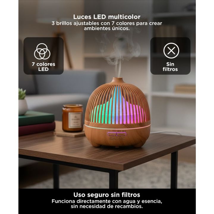 Humidificador Aromático Gadnic Aromaterapia Tipo Madera 500ml - Vista 4