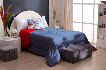 Acolchado Casablanca Corderito Queen Bitono Aero|Rojo