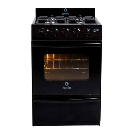 Cocina Escorial Master Style Multigas Color Negro Con Puerta Con Visor