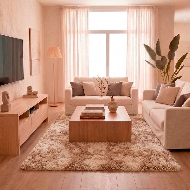 Alfombra Beige 2x2,4 Mts Nórdica Living Gadnic Lavable Súper Soft - Vista 1