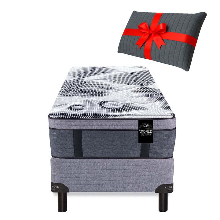 Colchon y Sommier King Koil 120 Luxury Pocket 1 Plaza 80x190 Resortes y Pillow Viscoelastico + Almohada de Regalo - Vista 1