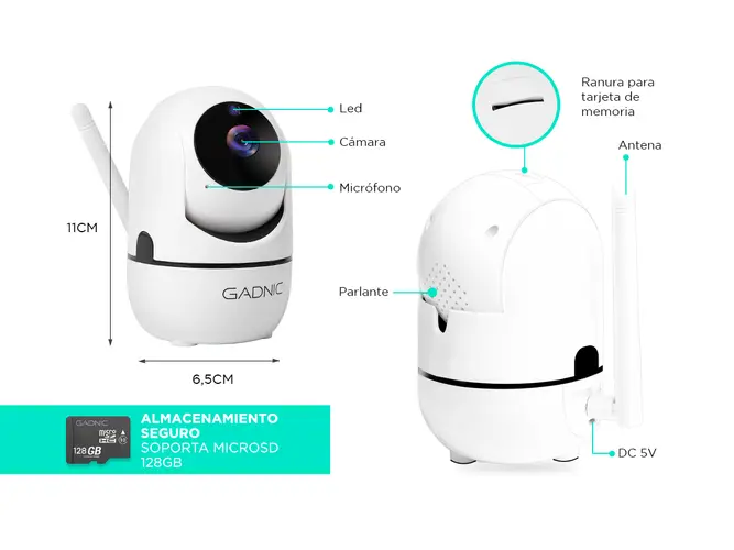 CAMARA DE SEGURIDAD GADNIC IP P2P WIFI (C:BLANCO P2P00009) - Vista 6