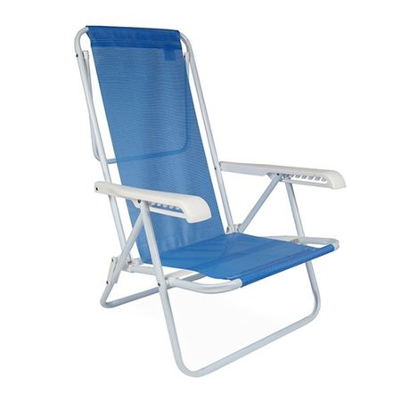 Reposera Mor 002255 Plegable 8 Posiciones Azul Caño Acero