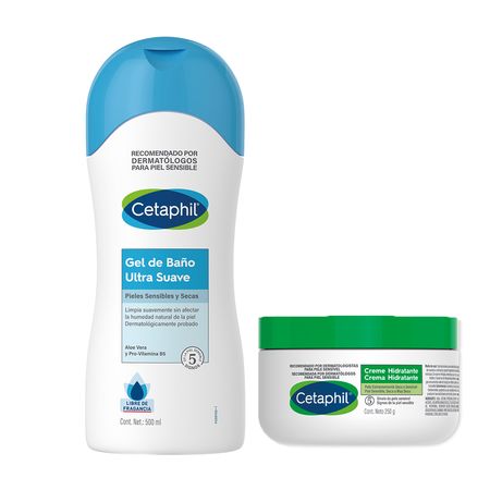 Set Cetaphil Crema Hidratante 250g + Gel De Baño Suave 500ml