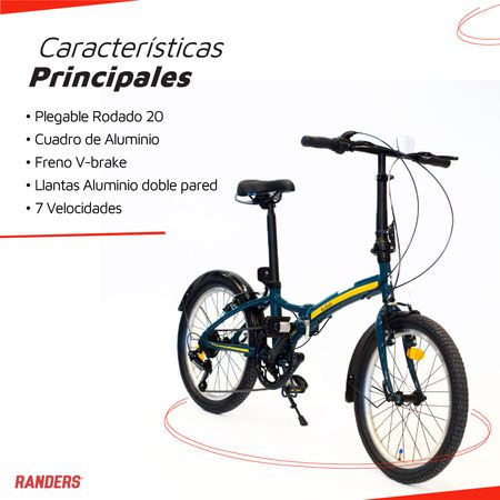 Bicicleta Plegable Randers Rodado 20 SHIMANO 7 Velocidades