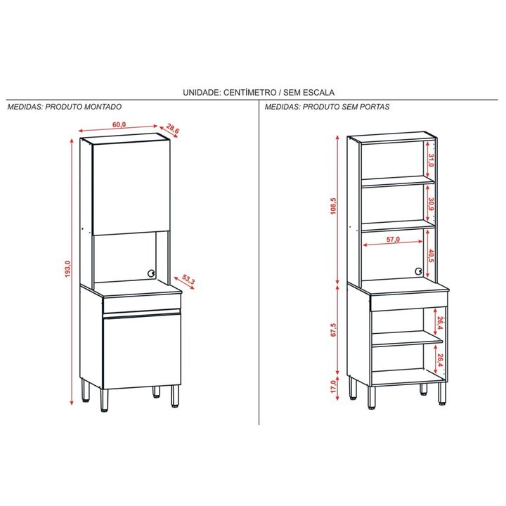 Mueble para microondas Organizador Line Puertas Gris - Vista 4