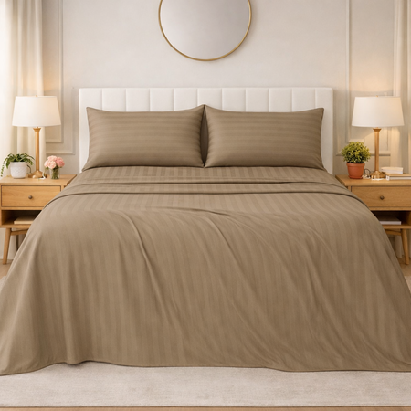 Sabanas premium Dobby King  Cama 2.00x2.00 extra suave Vison Claro