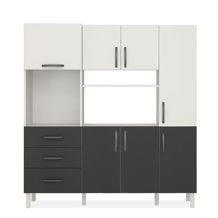 Despensero Organizador de Cocina Kit de 7 puertas y 3 cajones Grafito Blanco Maximo Acapulco