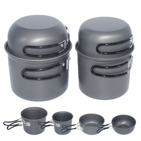 Set de 2 Ollas De Aluminio + 2 Sartenes Gadnic desmontables para exterior