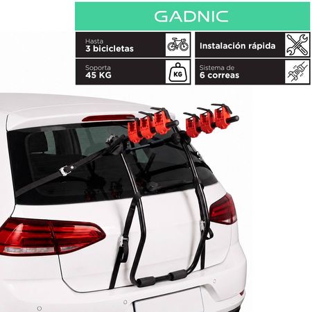 Portabicicletas Para Auto Gadnic Trasero Universal Hasta 3 Bicicletas Carga Maxima 45 Kg