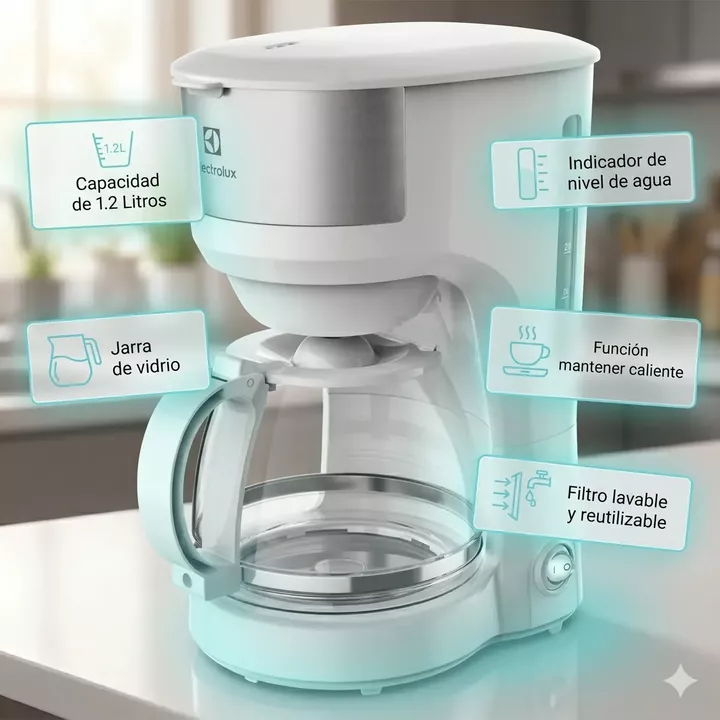 Cafetera Electrolux Ecm21 Filtro Lavable 1.2l Jarra Vidrio - Vista 2