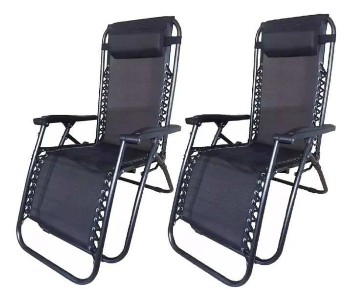 2 Reposeras Jardin Gravedad Zero Negro Hierro Coversol Cts - Vista 2