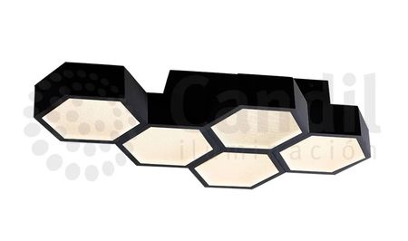 Plafon 5 Luces Led Panal 28W 52CM 220V Negro