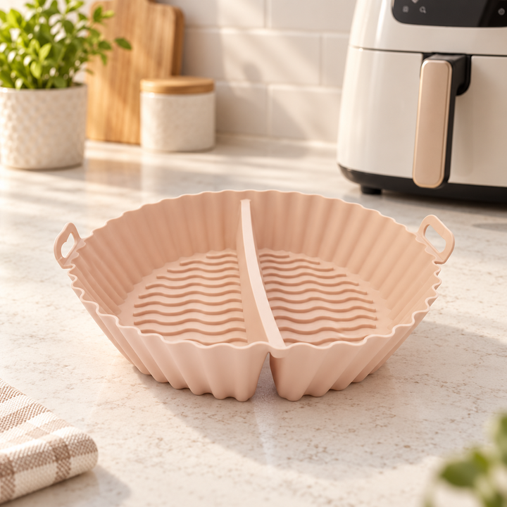 Molde Silicona Doble Air Fryer Horno 18 cm Con Divisor Rosa - Vista 1