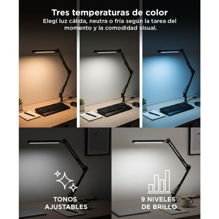 Lámpara Led De Escritorio Gadnic LedMax Con Brazo 360° Cálida 