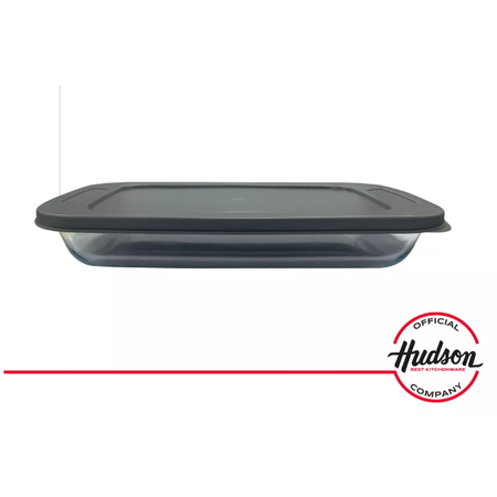Fuente Rectangular De Vidrio Para Horno Con Tapa Gris Hudson