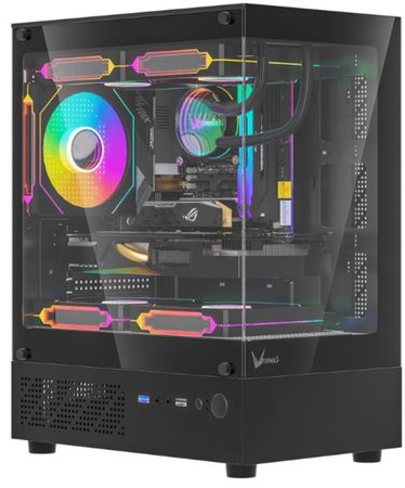 GABINETE GAMER FORMULA V LINE CRYSTAL Z1CM PLUS BLACK (M-ATX, 3 FANS COSMIC 12 ARPW)