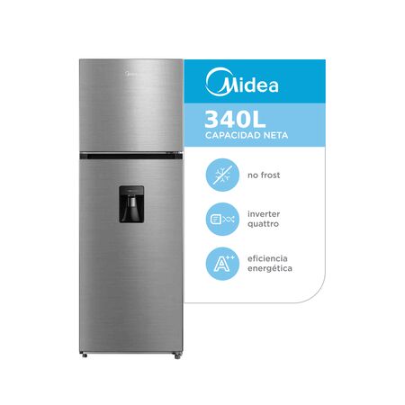 Heladera Inverter Midea Inox Top Mount  340l
