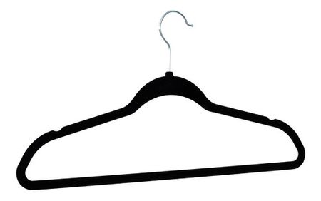 Set X 60 Perchas Terciopelo Ultralivianas Negro 