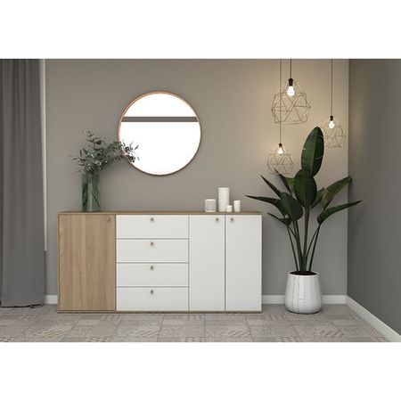 Vajillero DS Home 4 Cajones 3 Puertas Olmo Finlandés Blanco 175x90x38 cm