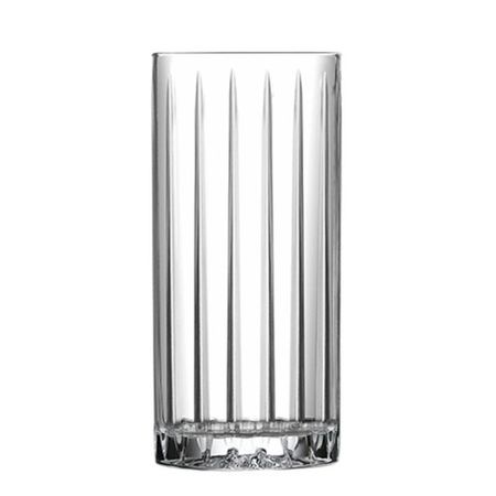 Set 6 Vaso Vidrio Labrado Ranurado Trago Largo 350 ml Carol Cristal